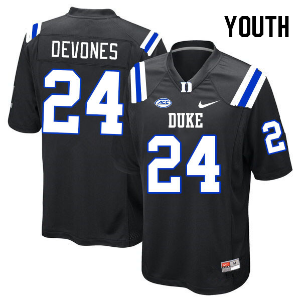 Youth #24 Tre'Shon Devones Duke Blue Devils College Football Jerseys Stitched-Black